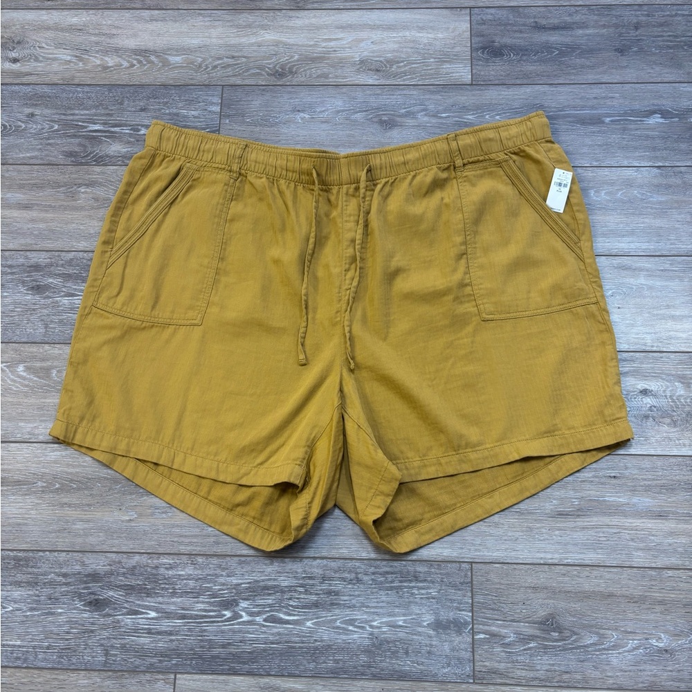 Old Navy High-Waisted Shorts Sz 4X Mustard Yellow Cotton Loungewear Comfort NWT